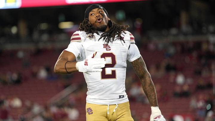 Sep 13, 2025; Stanford, California, USA; Boston College Eagles defensive back KP Price (2) before the game against the Stanford Cardinal at Stanford Stadium. Mandatory Credit: Darren Yamashita-Imagn Images