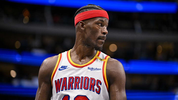 Feb 12, 2025; Dallas, Texas, USA; Golden State Warriors forward Jimmy Butler (10) in action during the game between the Dallas Mavericks and the Golden State Warriors at the American Airlines Center. Mandatory Credit: Jerome Miron-Imagn Images Feb 12, 2025; Dallas, Texas, USA; Golden State Warriors forward Jimmy Butler (10) in action during the game between the Dallas Mavericks and the Golden State Warriors at the American Airlines Center. Mandatory Credit: Jerome Miron-Imagn Images