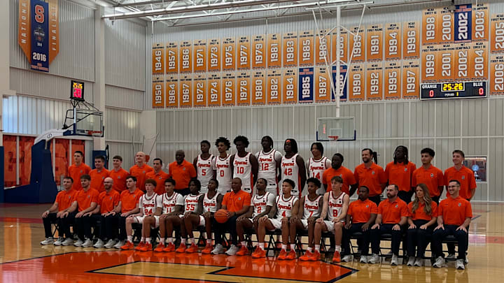 The 2025-26 Syracuse Men's Basketball team takes their official team picture. The 2025-26 Syracuse Men's Basketball team takes their official team picture.