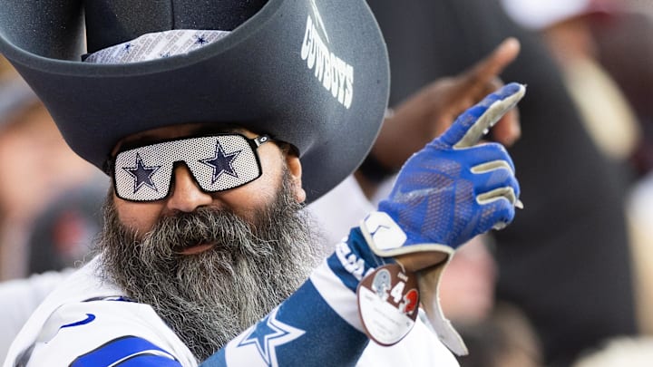 A Dallas Cowboys fan watches the game against the Cleveland Browns during the third quarter at Huntington Bank Field. 