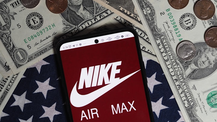 In this photo illustration, a Nike Air Max logo seen...