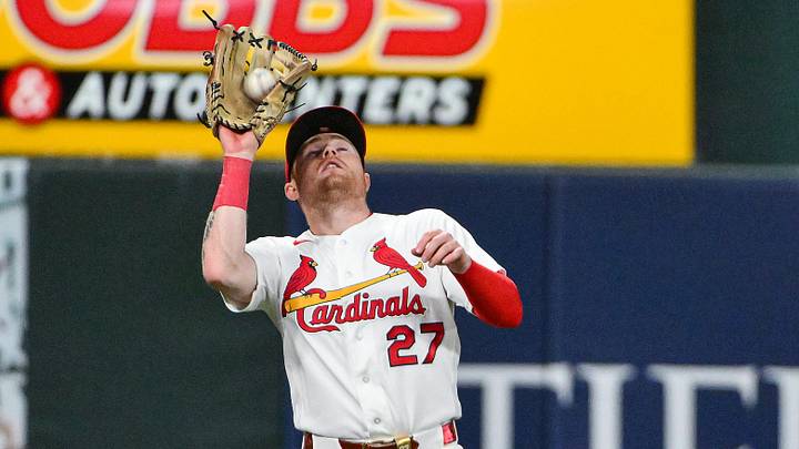 May 4, 2026; St. Louis, Missouri, USA; St. Louis Cardinals left fielder Nathan Church (27) catches a fly ball against the Milwaukee Brewers during the eighth inning at Busch Stadium. Mandatory Credit: Jeff Curry-Imagn Images May 4, 2026; St. Louis, Missouri, USA; St. Louis Cardinals left fielder Nathan Church (27) catches a fly ball against the Milwaukee Brewers during the eighth inning at Busch Stadium. Mandatory Credit: Jeff Curry-Imagn Images