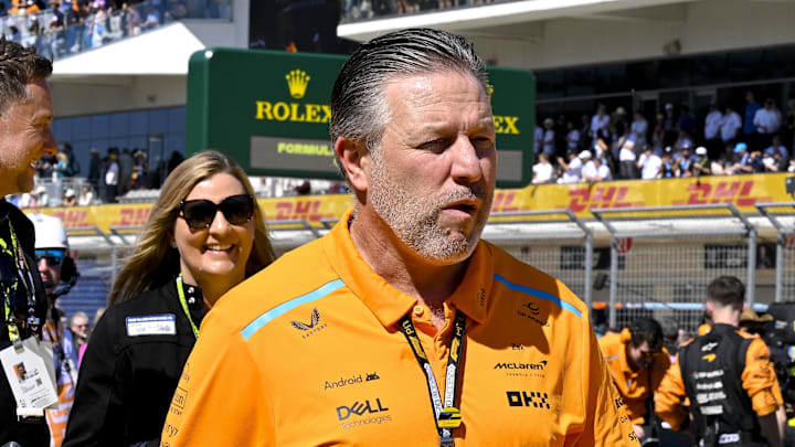 Oct 20, 2024; Austin, Texas, USA; McLaren Formula 1 Team CEO Zak Brown before the start of the 2024 Formula One US Grand Prix at Circuit of the Americas. Mandatory Credit: Jerome Miron-Imagn Images