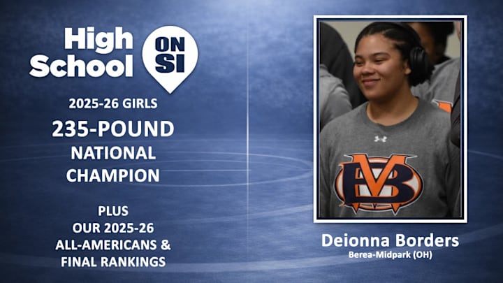 Beionna Borders of Berea-Midpark (OH) is the 2025-26 High School 235-Pound Girls National Wrestling Champion.