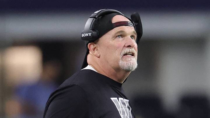 Sep 20, 2026; Arlington, Texas, USA; Washington Commanders head coach Dan Quinn looks up at the video scoreboard during a stoppage of play against the Dallas Cowboys during the fourth quarter at AT&T Stadium. Mandatory Credit: Kevin Jairaj-Imagn Images Sep 20, 2026; Arlington, Texas, USA; Washington Commanders head coach Dan Quinn looks up at the video scoreboard during a stoppage of play against the Dallas Cowboys during the fourth quarter at AT&T Stadium. Mandatory Credit: Kevin Jairaj-Imagn Images