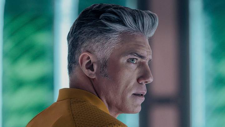 Anson Mount as Captain Pike in season 4, episode 1, of Star Trek: Strange New Worlds streaming on Paramount+, 2026. Photo Credit: Jan Thijs/Paramount+