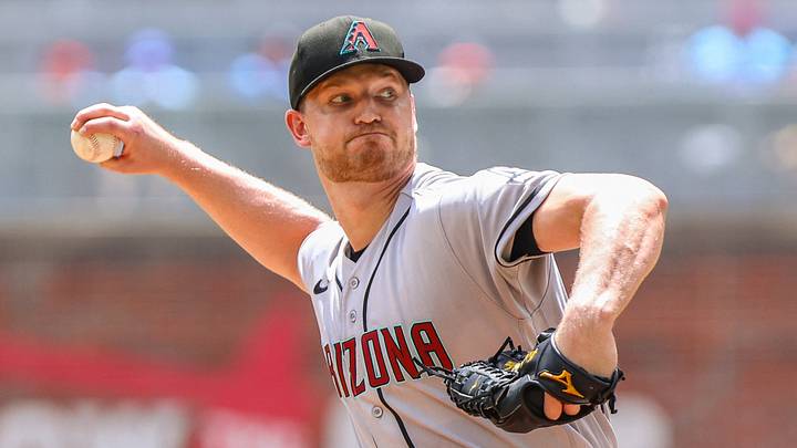 Aug 16, 2026; Cumberland, Georgia, USA; Arizona Diamondbacks pitcher Michael Soroka (34) pitches the ball against the Atlanta Braves during the fourth inning at Truist Park. Mandatory Credit: Jordan Godfree-Imagn Images Aug 16, 2026; Cumberland, Georgia, USA; Arizona Diamondbacks pitcher Michael Soroka (34) pitches the ball against the Atlanta Braves during the fourth inning at Truist Park. Mandatory Credit: Jordan Godfree-Imagn Images