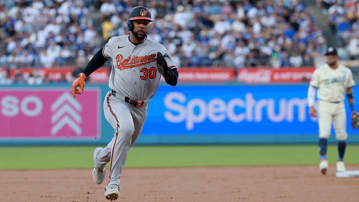 Jun 20, 2026; Los Angeles, California, USA; Baltimore Orioles center fielder Leody Taveras (30) runs to third during the second inning against the Los Angeles Dodgers at Dodger Stadium. Mandatory Credit: William Navarro-Imagn Images Jun 20, 2026; Los Angeles, California, USA; Baltimore Orioles center fielder Leody Taveras (30) runs to third during the second inning against the Los Angeles Dodgers at Dodger Stadium. Mandatory Credit: William Navarro-Imagn Images
