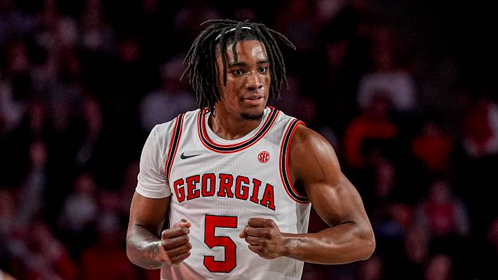Jan 3, 2026; Athens, Georgia, USA; Georgia Bulldogs guard Jeremiah Wilkinson (5) reacts after a play against the Auburn Tigers during the first half at Stegeman Coliseum. Mandatory Credit: Dale Zanine-Imagn Images Jan 3, 2026; Athens, Georgia, USA; Georgia Bulldogs guard Jeremiah Wilkinson (5) reacts after a play against the Auburn Tigers during the first half at Stegeman Coliseum. Mandatory Credit: Dale Zanine-Imagn Images