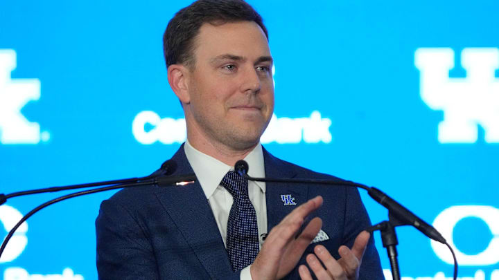 New Kentucky Wildcat head coach Will Stein makes remarks as he is introduced at Kentucky on Wednesday, December 3, 2025 New Kentucky Wildcat head coach Will Stein makes remarks as he is introduced at Kentucky on Wednesday, December 3, 2025