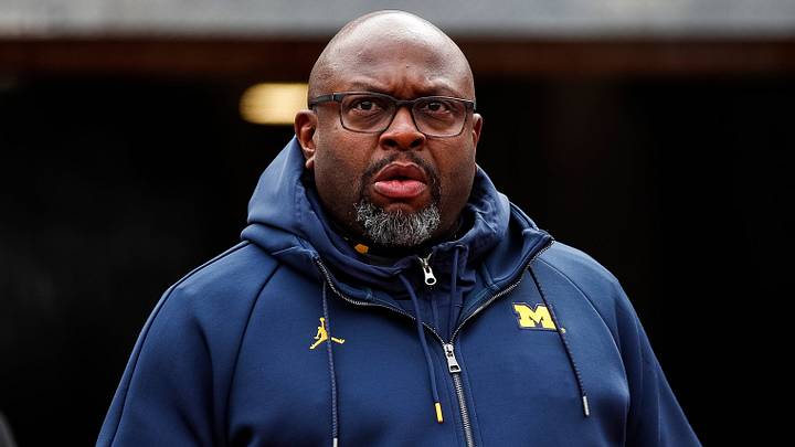 Michigan running back coach Tony Alford walks down the tunnel before the spring game at Michigan Stadium in Ann Arbor on Saturday, April 20, 2024.