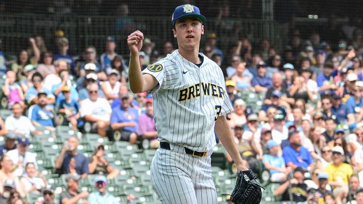 Jul 26, 2026; Milwaukee, Wisconsin, USA; Milwaukee Brewers starting pitcher Jacob Misiorowski (32) reacts after striking out a batter in the fourth inning against the Colorado Rockies at American Family Field. Mandatory Credit: Benny Sieu-Imagn Images Jul 26, 2026; Milwaukee, Wisconsin, USA; Milwaukee Brewers starting pitcher Jacob Misiorowski (32) reacts after striking out a batter in the fourth inning against the Colorado Rockies at American Family Field. Mandatory Credit: Benny Sieu-Imagn Images