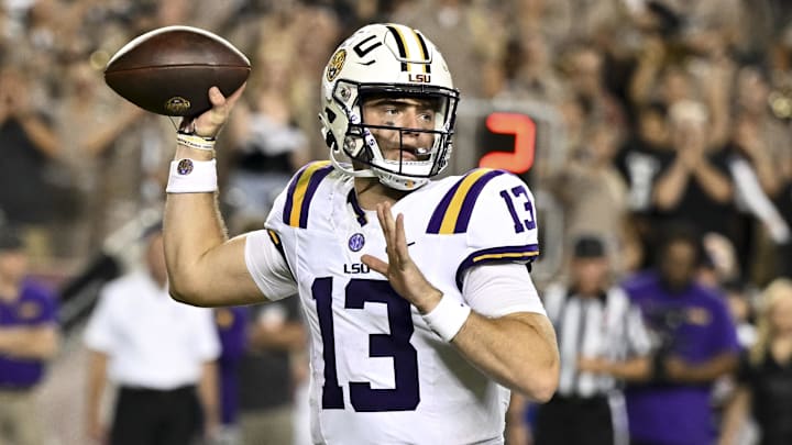 LSU Tigers quarterback Garrett Nussmeier has struggled with turnovers lately.
