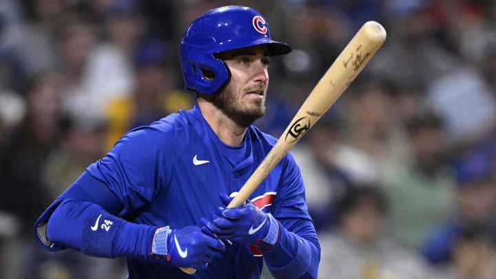 Apr 8, 2024; San Diego, California, USA; Chicago Cubs center fielder Cody Bellinger (24) Apr 8, 2024; San Diego, California, USA; Chicago Cubs center fielder Cody Bellinger (24)
