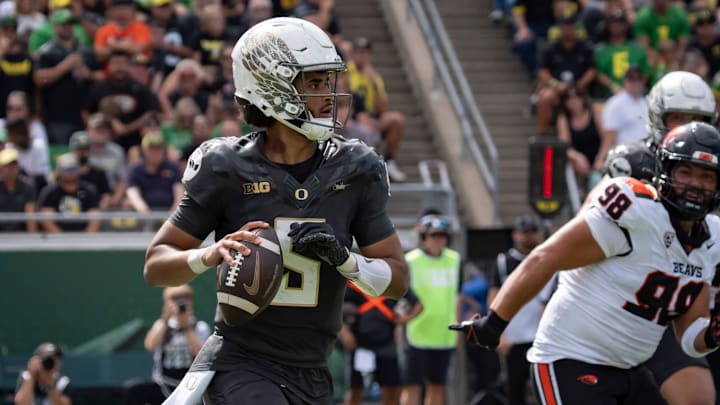 Saturday against Oregon State, Dante Moore completed 21-31 for 305 yards and a personal record four touchdowns. He made several big-time throws but missed a couple of wide-open shots for big gains.