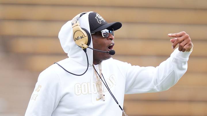Apr 11, 2026; Boulder, CO, USA; Colorado Buffaloes head coach Deion Sanders during the spring game at Folsom Field. Mandatory Credit: Ron Chenoy-Imagn Images Apr 11, 2026; Boulder, CO, USA; Colorado Buffaloes head coach Deion Sanders during the spring game at Folsom Field. Mandatory Credit: Ron Chenoy-Imagn Images