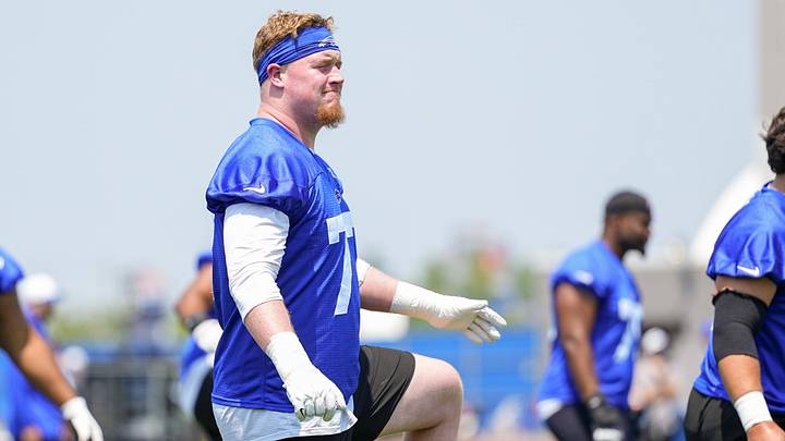  Buffalo Bills offensive tackle Chase Lundt (77) during minicamp.