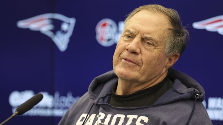 Nov 10, 2023; Frankfurt, Germany;  New England Patriots head coach Bill Belichick speaks to the