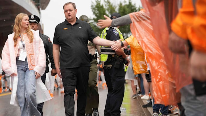 Tennessee head coach Josh Heupel walks the Vol Walk before a college football game between Tennessee and ETSU at Neyland Stadium in Knoxville, Tennessee, on August 30, 2025. Tennessee head coach Josh Heupel walks the Vol Walk before a college football game between Tennessee and ETSU at Neyland Stadium in Knoxville, Tennessee, on August 30, 2025.