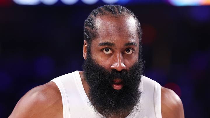 Cleveland Cavaliers guard James Harden (1) looks on