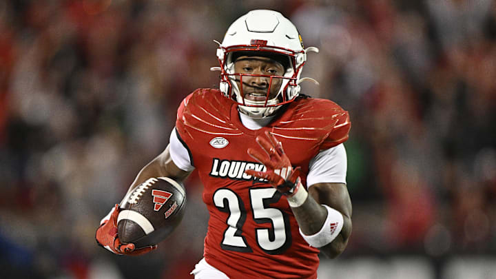 Oct 7, 2023; Louisville, Kentucky, USA;  Louisville Cardinals running back Jawhar Jordan (25)