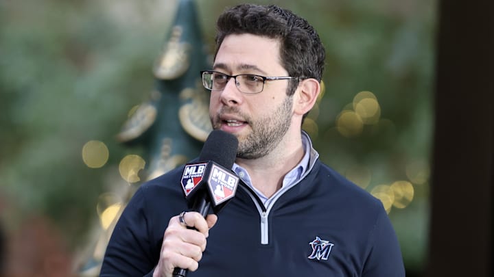 Dec 10, 2024; Dallas, TX, USA; Florida Marlins president of operations Peter Bendix on the set of MLB Tonight at the Hilton Anatole during the 2024 MLB Winter Meetings. Mandatory Credit: Tim Heitman-Imagn Images