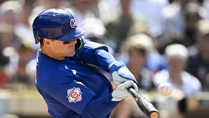 Apr 29, 2026; San Diego, California, USA; Chicago Cubs third baseman Matt Shaw (6) hits a solo home run during the eighth inning against the San Diego Padres at Petco Park. Mandatory Credit: Denis Poroy-Imagn Images
