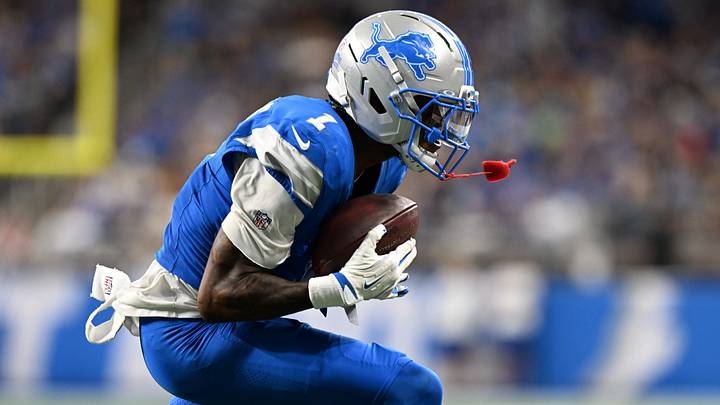 Sep 13, 2026; Detroit, Michigan, USA; Detroit Lions wide receiver Jameson Williams (1) runs after the catch in overtime against the New Orleans Saints at Ford Field. Mandatory Credit: Lon Horwedel-Imagn Images Sep 13, 2026; Detroit, Michigan, USA; Detroit Lions wide receiver Jameson Williams (1) runs after the catch in overtime against the New Orleans Saints at Ford Field. Mandatory Credit: Lon Horwedel-Imagn Images