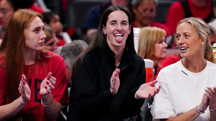 Indiana Fever guard Caitlin Clark reacts from the bench during Game 4 of the WNBA semifinals against the Las Vegas Aces.