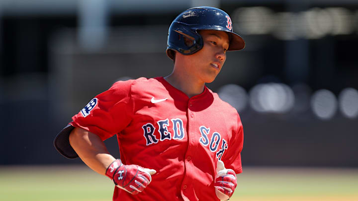 Mar 18, 2025; Tampa, Florida, USA; Boston Red Sox outfielder Masataka Yoshida (7) runs the bases after hitting a two run home run against the New York Yankees in the sixth inning during spring training at George M. Steinbrenner Field. Mandatory Credit: Nathan Ray Seebeck-Imagn Images Mar 18, 2025; Tampa, Florida, USA; Boston Red Sox outfielder Masataka Yoshida (7) runs the bases after hitting a two run home run against the New York Yankees in the sixth inning during spring training at George M. Steinbrenner Field. Mandatory Credit: Nathan Ray Seebeck-Imagn Images