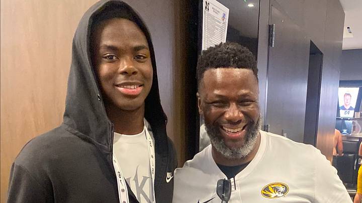 Incoming Missouri cornerback Trashundon Neal with defensive backs coach Al Pogue during a visit for Missouri's game against Kansas on Sept. 6, 2025. Incoming Missouri cornerback Trashundon Neal with defensive backs coach Al Pogue during a visit for Missouri's game against Kansas on Sept. 6, 2025.