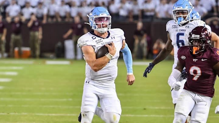 Old Dominion Monarchs quarterback Colton Joseph (1) is a high-risk, high-reward addition for the Wisconsin Badgers.