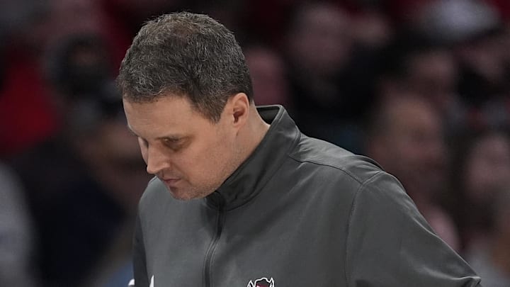 Mar 12, 2026; Charlotte, NC, USA; NC State Wolfpack head coach Will Wade in the closing moments during the second half against the Virginia Cavaliers at Spectrum Center. Mandatory Credit: Jim Dedmon-Imagn Images Mar 12, 2026; Charlotte, NC, USA; NC State Wolfpack head coach Will Wade in the closing moments during the second half against the Virginia Cavaliers at Spectrum Center. Mandatory Credit: Jim Dedmon-Imagn Images
