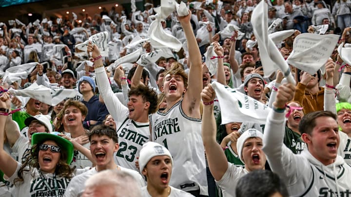 Michigan State fans cheer before the start of the game against Michigan on Friday, Jan. 30, 2026, at the Breslin Center in East Lansing. Michigan State fans cheer before the start of the game against Michigan on Friday, Jan. 30, 2026, at the Breslin Center in East Lansing.
