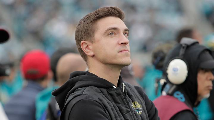 Jan 4, 2026; Jacksonville, Florida, USA; Jacksonville Jaguars general manager James Gladstone looks on from the sideline against the Tennessee Titans during the fourth quarter at EverBank Stadium. Mandatory Credit: Travis Register-Imagn Images Jan 4, 2026; Jacksonville, Florida, USA; Jacksonville Jaguars general manager James Gladstone looks on from the sideline against the Tennessee Titans during the fourth quarter at EverBank Stadium. Mandatory Credit: Travis Register-Imagn Images