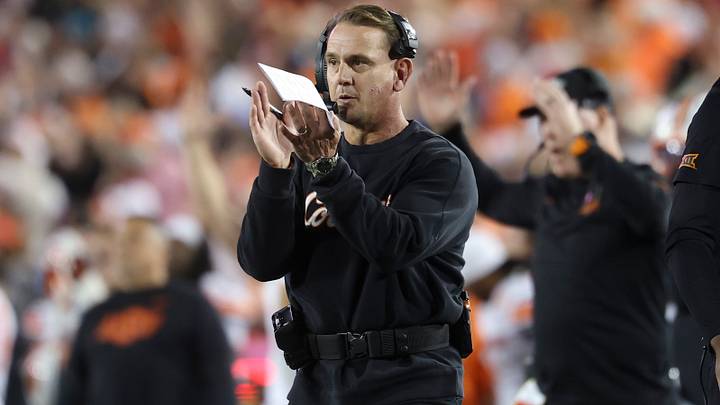 Oklahoma State Cowboys head coach Eric Morris. Oklahoma State Cowboys head coach Eric Morris.