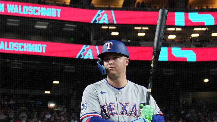 Sep 12, 2026; Phoenix, Arizona, USA;  Texas Rangers designated hitter Joc Pederson (3) gets ready to hit against the Arizona Diamondbacks in the first inning at Chase Field.  Mandatory Credit: Rick Scuteri-Imagn Images