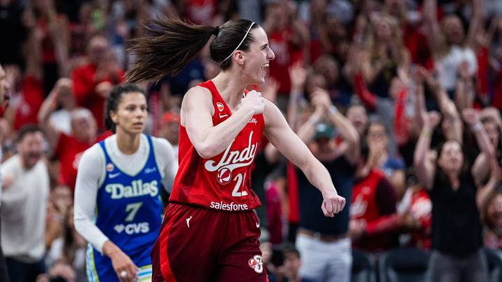 Aug 14, 2026; Indianapolis, Indiana, USA; Indiana Fever guard Caitlin Clark (22) celebrates a made basket in the second half against the Dallas Wings at Gainbridge Fieldhouse. Mandatory Credit: Trevor Ruszkowski-Imagn Images Aug 14, 2026; Indianapolis, Indiana, USA; Indiana Fever guard Caitlin Clark (22) celebrates a made basket in the second half against the Dallas Wings at Gainbridge Fieldhouse. Mandatory Credit: Trevor Ruszkowski-Imagn Images