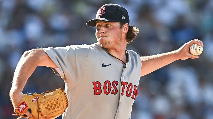 Aug 2, 2026; Los Angeles, California, USA; Boston Red Sox starting pitcher Jake Bennett (64) throws a pitch against the Los Angeles Dodgers during the fourth inning at Dodger Stadium. Mandatory Credit: Jonathan Hui-Imagn Images Aug 2, 2026; Los Angeles, California, USA; Boston Red Sox starting pitcher Jake Bennett (64) throws a pitch against the Los Angeles Dodgers during the fourth inning at Dodger Stadium. Mandatory Credit: Jonathan Hui-Imagn Images