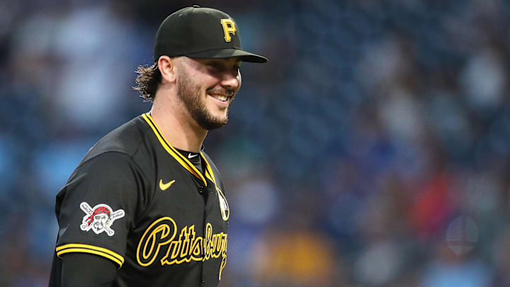 Aug 18, 2025; Pittsburgh, Pennsylvania, USA; Pittsburgh Pirates starting pitcher Paul Skenes (30) reacts after pitching he fifth inning against the Toronto Blue Jays at PNC Park. Mandatory Credit: Charles LeClaire-Imagn Images Aug 18, 2025; Pittsburgh, Pennsylvania, USA; Pittsburgh Pirates starting pitcher Paul Skenes (30) reacts after pitching he fifth inning against the Toronto Blue Jays at PNC Park. Mandatory Credit: Charles LeClaire-Imagn Images