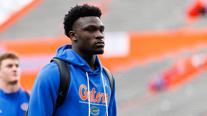 Nov 29, 2025; Gainesville, Florida, USA; Florida Gators running back Jadan Baugh (13) walks on the field during Gator Walk before a game against the Florida State Seminoles at Ben Hill Griffin Stadium. Mandatory Credit: Matt Pendleton-Imagn Images