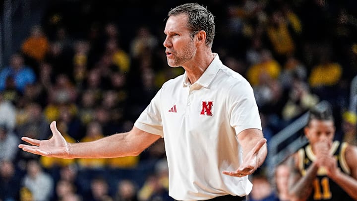Nebraska head coach Fred Hoiberg reacts to a play Tuesday night against Michigan.