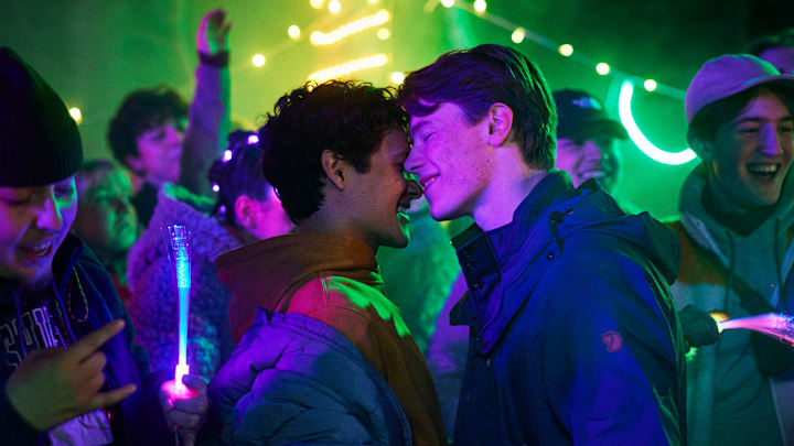 Young Royals S3. (L to R) Omar Rudberg as Simon, Edvin Ryding as Wilhelm in Young Royals. Cr. Courtesy of Netflix © 2023
