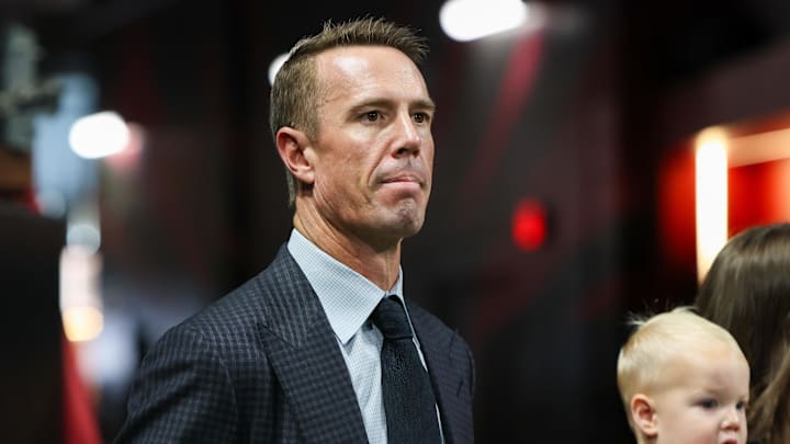 Quarterback Matt Ryan was inducted into the team’s ring of honor at halftime of a game against the Tampa Bay Buccaneers. Quarterback Matt Ryan was inducted into the team’s ring of honor at halftime of a game against the Tampa Bay Buccaneers.
