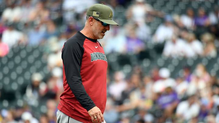 May 16, 2026; Denver, Colorado, USA; Arizona Diamondbacks manager Torey Lovullo (17) walks off the field after a pitching change against the Colorado Rockies at Coors Field. Mandatory Credit: Christopher Hanewinckel-Imagn Images