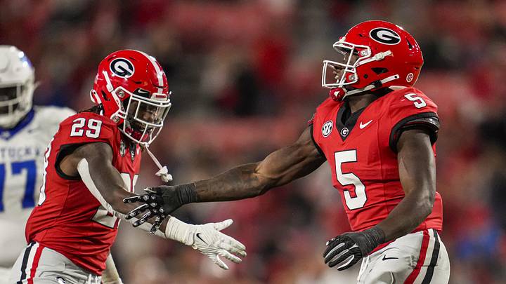 Oct 7, 2023; Athens, Georgia, USA; Georgia Bulldogs linebacker Gabe Harris (29) and  linebacker
