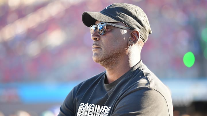 Nov 9, 2024; Avondale, Arizona, USA; 23XI Racing team owner Michael Jordan during qualifying for the Cup Series championship race at Phoenix Raceway. Mandatory Credit: Gary A. Vasquez-Imagn Images