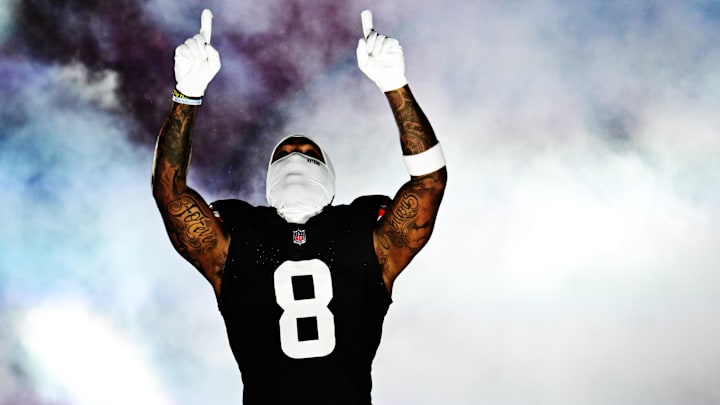 Nov 21, 2024; Cleveland, Ohio, USA; Cleveland Browns wide receiver Elijah Moore (8) is introduced before the game between the Browns and the Pittsburgh Steelers at Huntington Bank Field. Mandatory Credit: Ken Blaze-Imagn Images