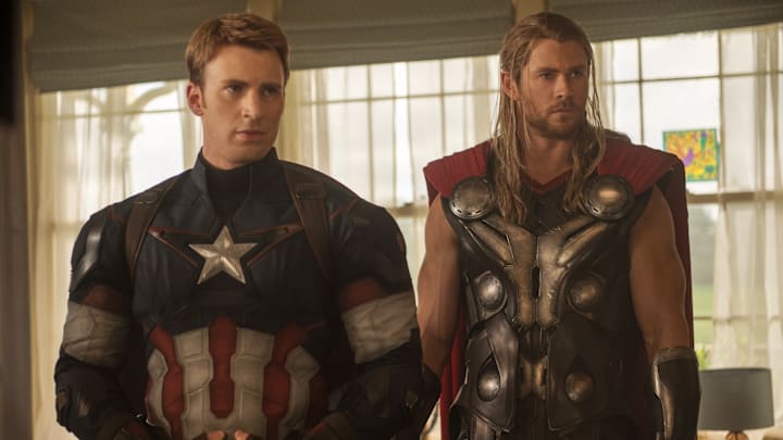 Marvel's Avengers: Age Of Ultron..Captain America/Steve Rogers (Chris Evans) and Thor (Chris Hemsworth)..Ph: Jay Maidment..©Marvel 2015