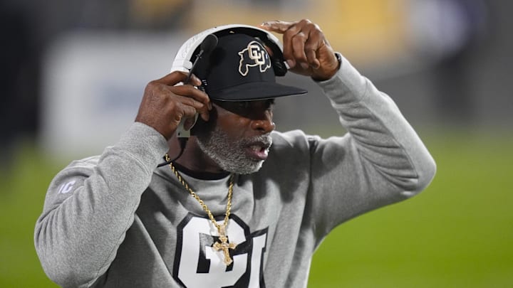 Colorado Buffaloes head coach Deion Sanders during the first quarter Cincinnati Bearcats at Folsom Field.